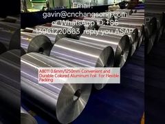 A8011 0,6 mm/1250 mm Película de aluminio de color conveniente y duradera para el embalaje flexible