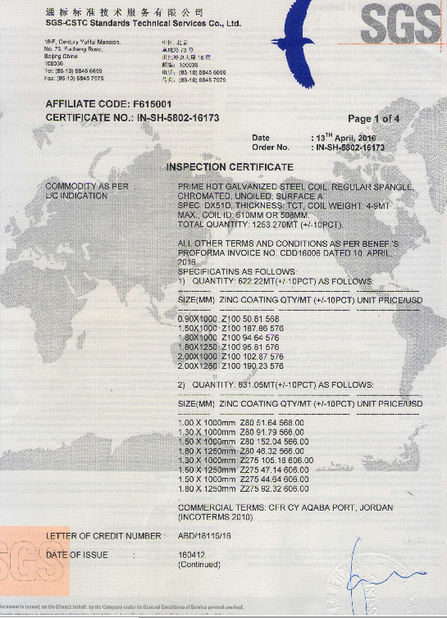 China Changzhou Dingang Metal Material Co.,Ltd. certificaciones